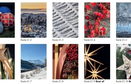 Die verschiedenen Sujets der Weihnachtskarten (es gibt sie auch im Querformat)