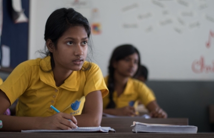 Mädchen in einer Schule in Piyali Junction, die teilweise von Rotary Clubs und der Rotary Foundation finanziert wird.